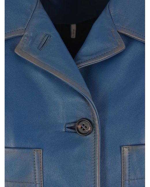 Chloé Leren Jas Met Knoopsluiting in het Blue