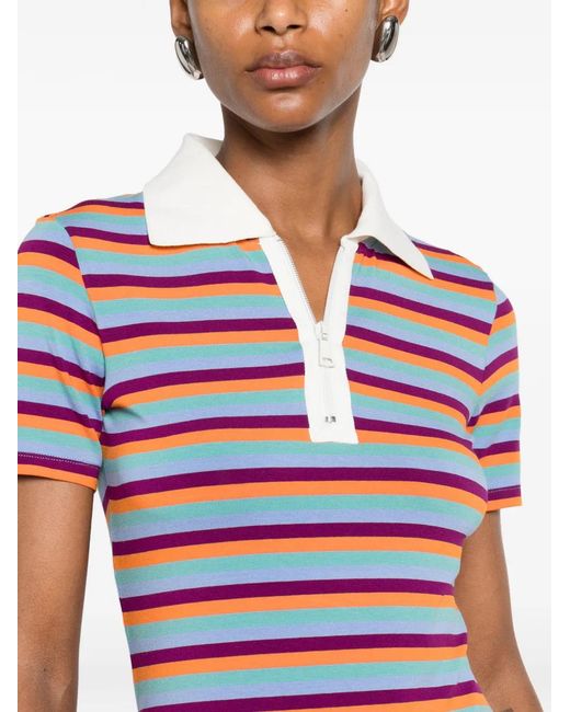 N°21 Red Striped Zip-Up Polo Top