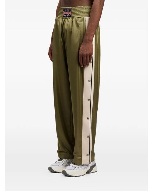 Palm Angels Green Boxe Button Track Trousers for men
