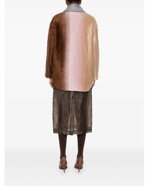 Fendi Brown Colour-block double-breasted jacket