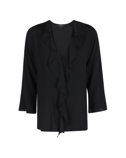 Seventy Black Long-Sleeve Ruffled Blouse