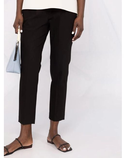 Brunello Cucinelli Black Straight-Leg Cropped Trousers