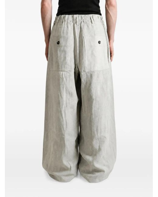 Ziggy Chen White Pleated-Detail Wide-Leg Trousers for men