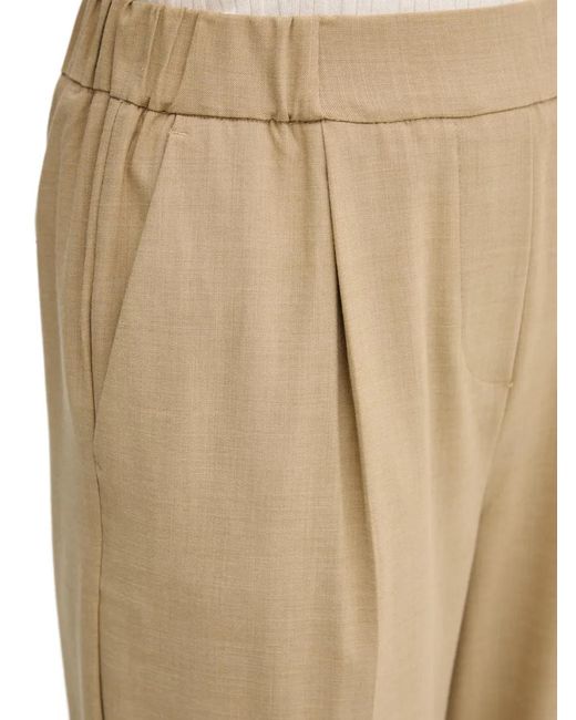 Benetton Natural Pleated Turn-Up Trousers