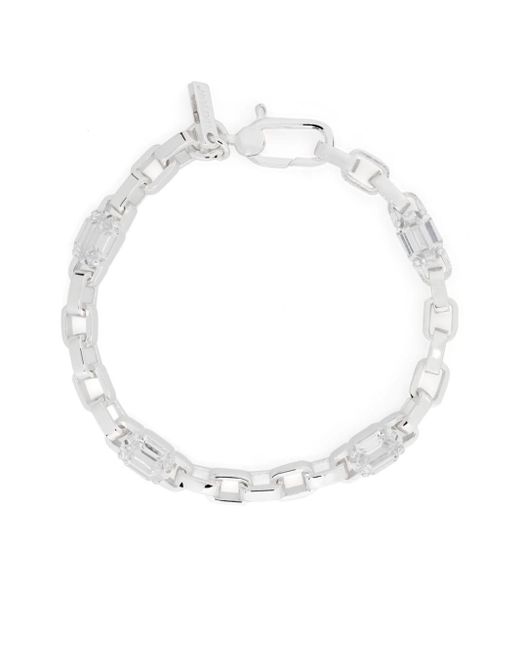 Hatton Labs White Crystal-embellished Chain-link Bracelet for men