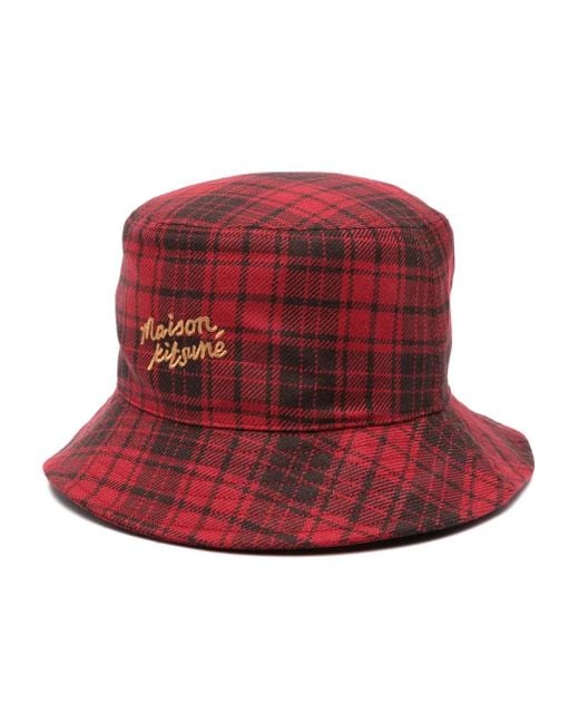 メンズ Maison Kitsuné ロゴ バケットハット Red