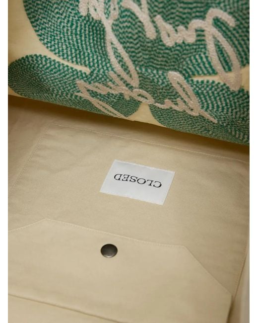 Closed White Embroidered Logo-Patch Tote Bag