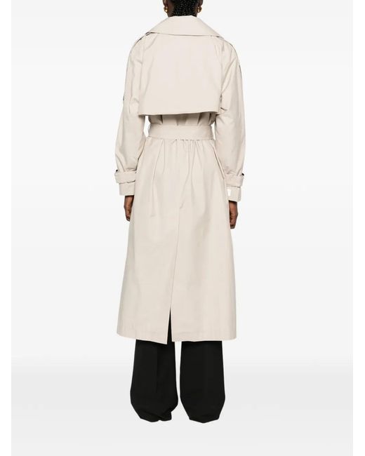 Max Mara White Water-Repellent Cotton Twill Trench Jacket With Wide Lapel Collar, Raglan Cuffs & Matching Belt