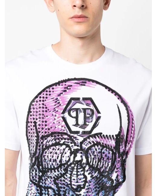 Philipp Plein Blue Ss Skull Round-Neck T-Shirt for men