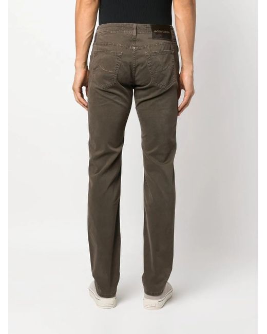 Jacob Cohen Gray Logo-Patch Straight-Leg Trousers for men