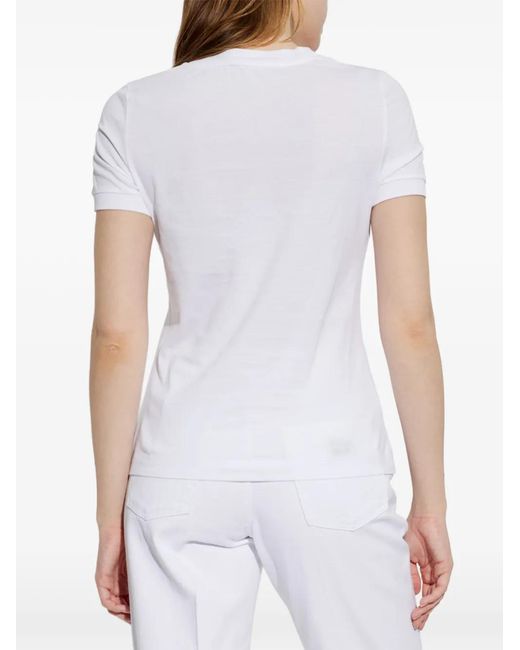 Dolce & Gabbana White Jersey T-Shirt With Dg-Embroidery