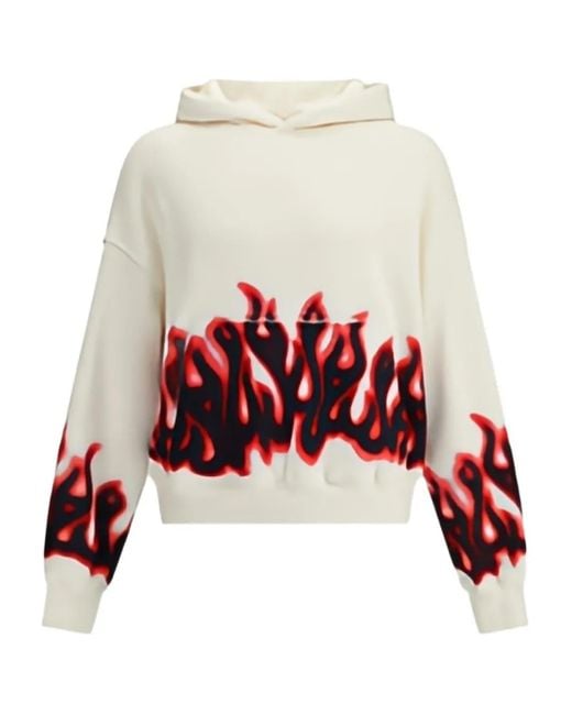 Palm Angels White Flame-Print Hoodie for men