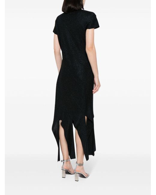 Stella McCartney Black Ribbed-knit Lurex Midi Dress