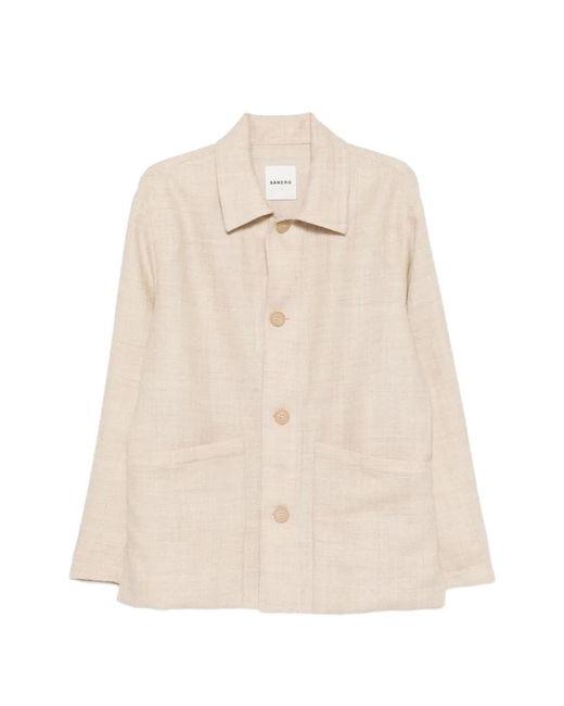 Sandro Natural Button-Up Wool Jacket for men