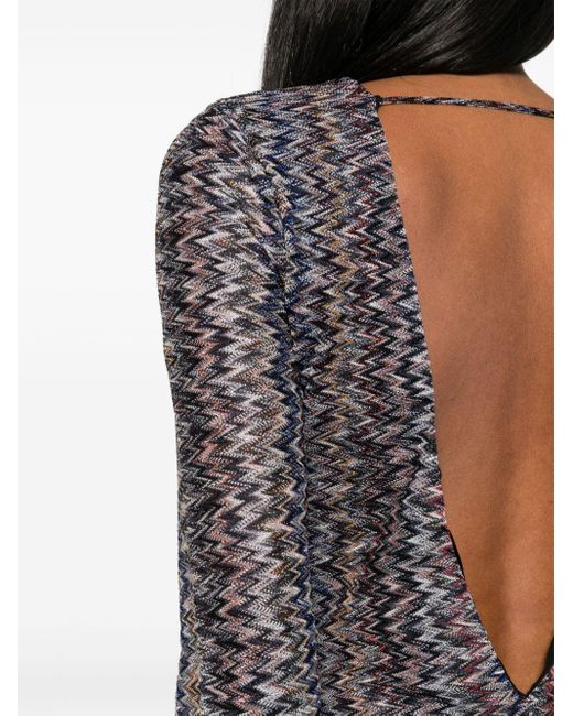 Missoni Gray Zigzag Chevron-knit Dress
