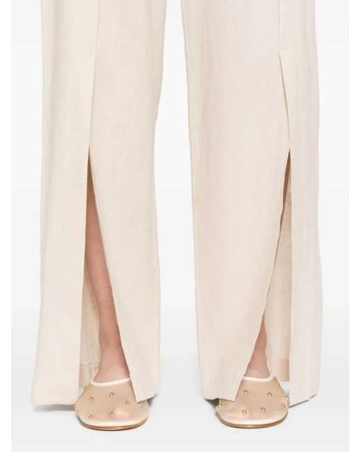 Mariuccia Milano White Front-Slits Trousers