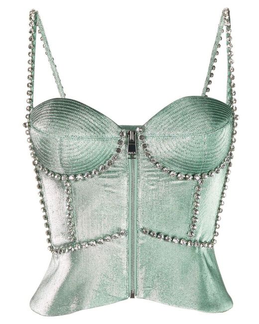 Area Green Crystal Stitched Corset Top