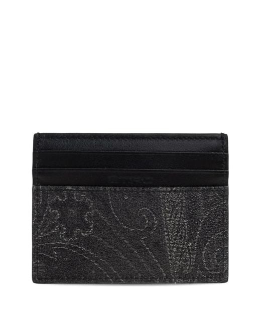 Etro Black Paisley-Patterned Card Holder for men