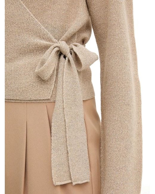 Ouí Natural V-Neck Tie Knitwear