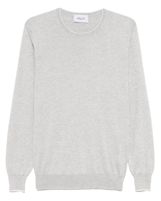 D4.0 White Crew-Neck Sweater for men