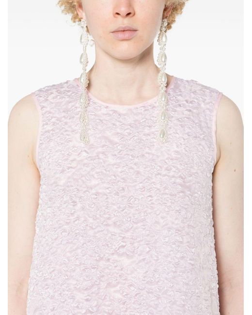 CECILIE BAHNSEN Pink Textured Sleeveless Midi Dress