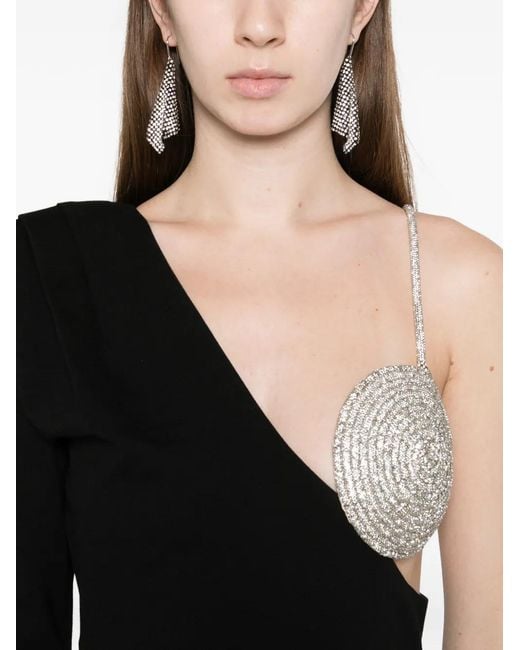 Nue Black Crystal-Embellished One-Shoulder Dress