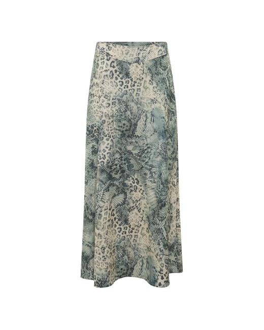 Ba&sh Gray Ciria Snakeskin-Print Maxi Skirt