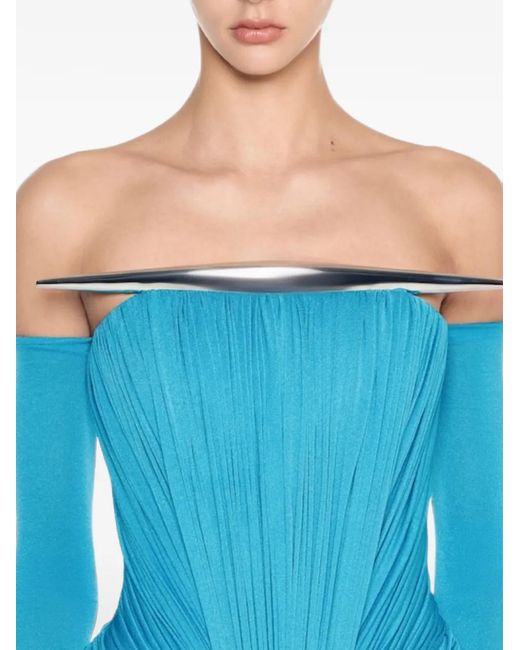 Chats by C.Dam Blue Draped Maxi Dress