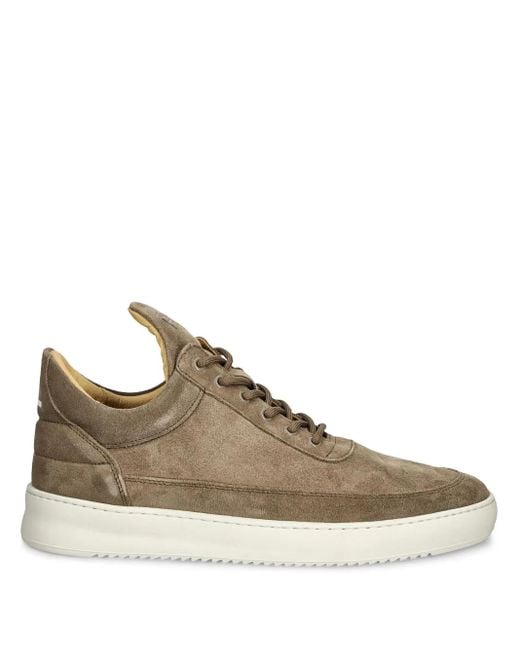 Filling Pieces Brown Suede Front-Lace Sneakers for men