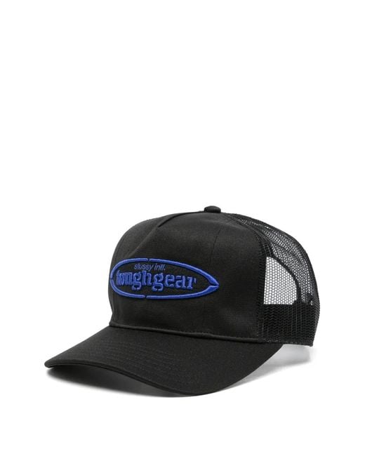 Stussy Black Md Tough Gear Embroidered Mesh-Panel Cap for men