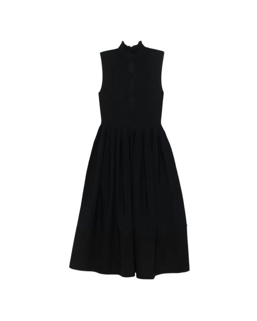 CFCL Rivulet Geribbelde Midi-Jurk in het Black