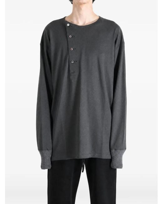 TAIGA TAKAHASHI Gray Asymmetric Button-Fastening T-Shirt for men