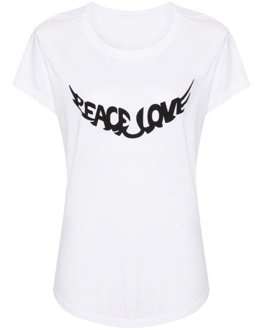 Zadig & Voltaire White Walk Peace Love Printed T-shirt