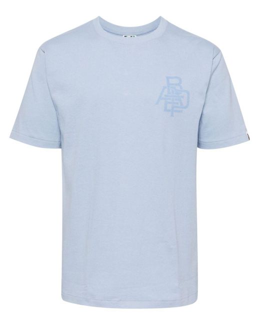 A Bathing Ape Blue Logo-print Cotton T-shirt for men