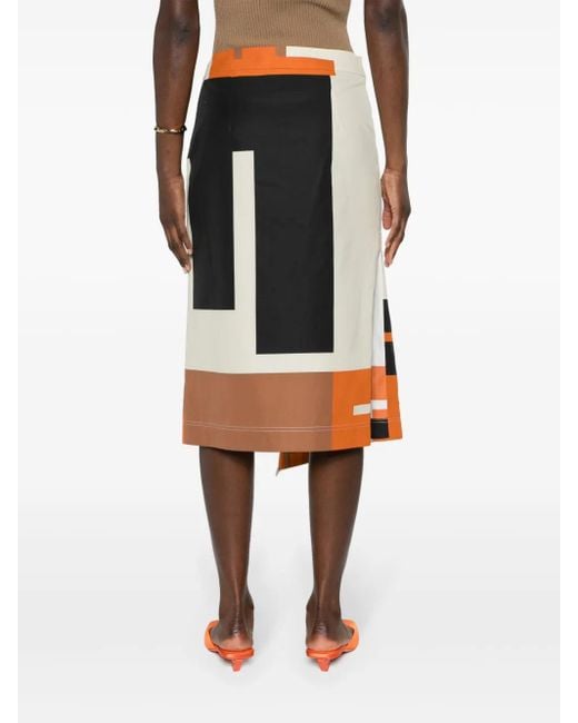 Fendi Orange Printed Cotton Skirt