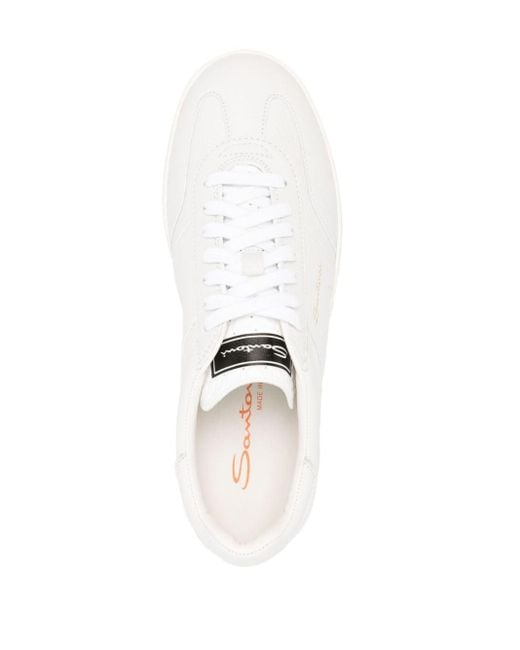 Santoni White Sneakers mit Kontrasteinsatz