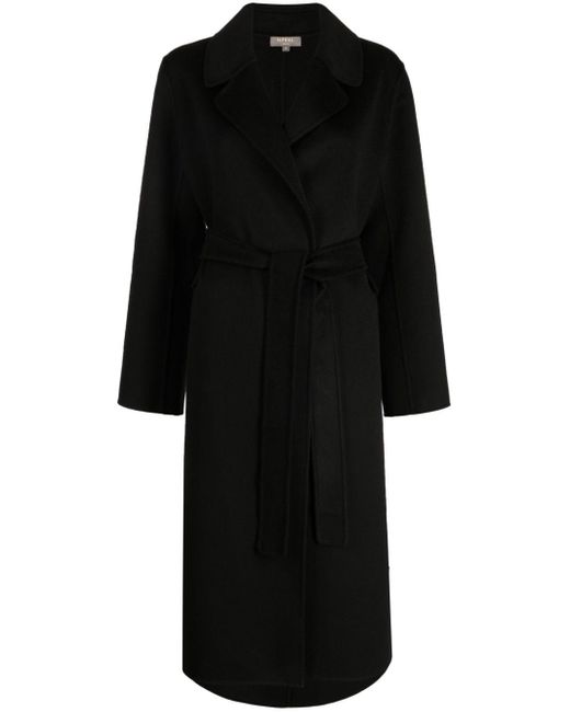 N.Peal Cashmere Black Belted Cashmere Coat