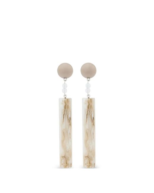 Emporio Armani White Marbled-Effect Drop Earrings