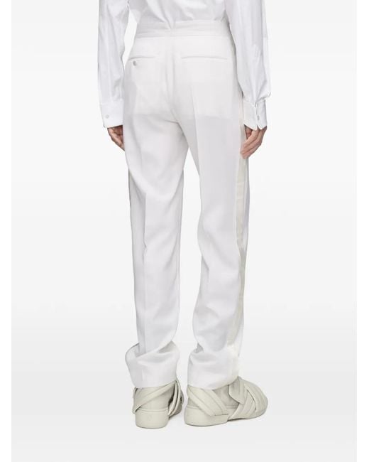 Maison Margiela White Wool Tuxedo Trousers for men