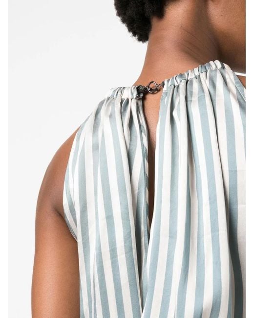 Top Monili con cuello halter a rayas Brunello Cucinelli de color Blue