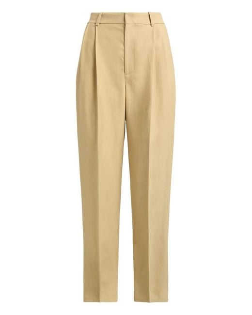 Polo Ralph Lauren Natural Hemp Pleated Tapered Trousers