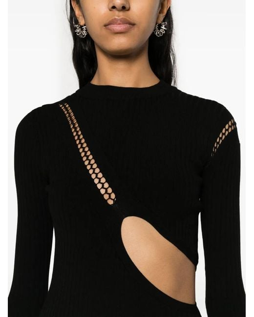 The Attico Black Cut-Out Ribbed Knit Minidress