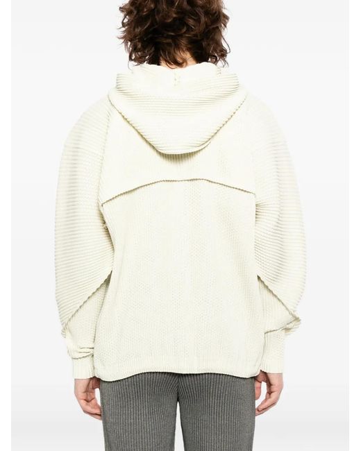 Homme Plissé Issey Miyake White Wickerwork Pleated Jacket for men