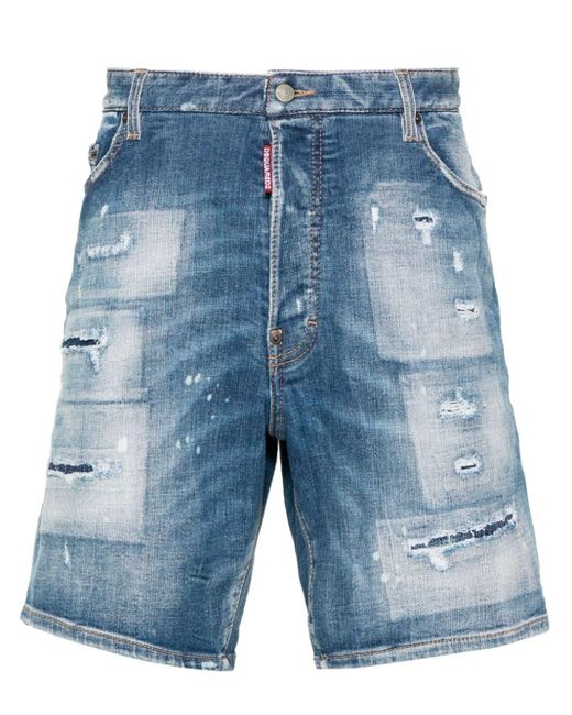 DSquared² Blue Distressed Denim Shorts for men