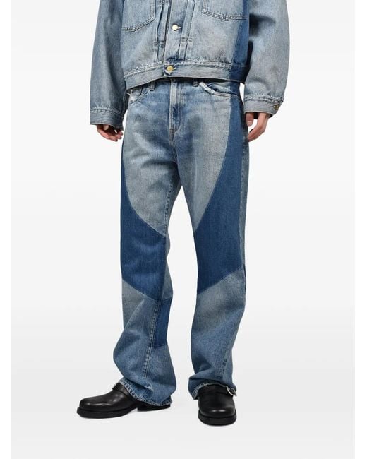 Dear BORO Blue Distressed Panelled Jeans for men