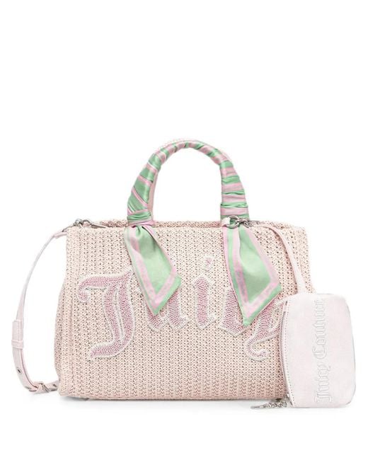 Juicy Couture Pink Bead-Embellished Scarf-Detail Tote Bag