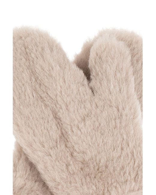 Max Mara Natural Faux Fur Alpaca Wool Mittens