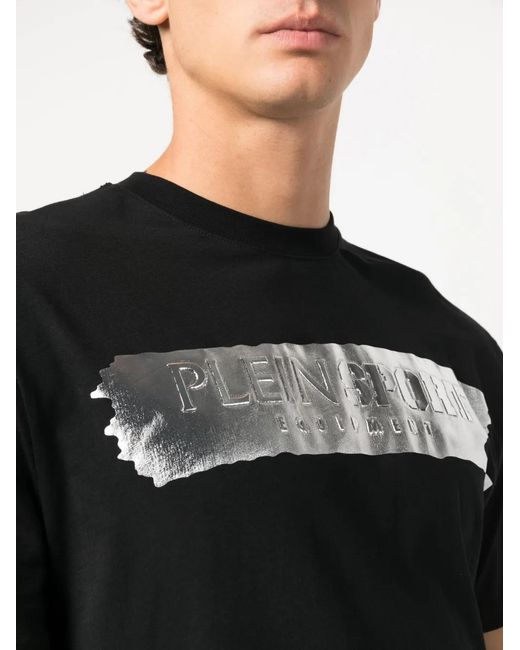 Philipp Plein Black Ss Brush Cotton T-Shirt for men