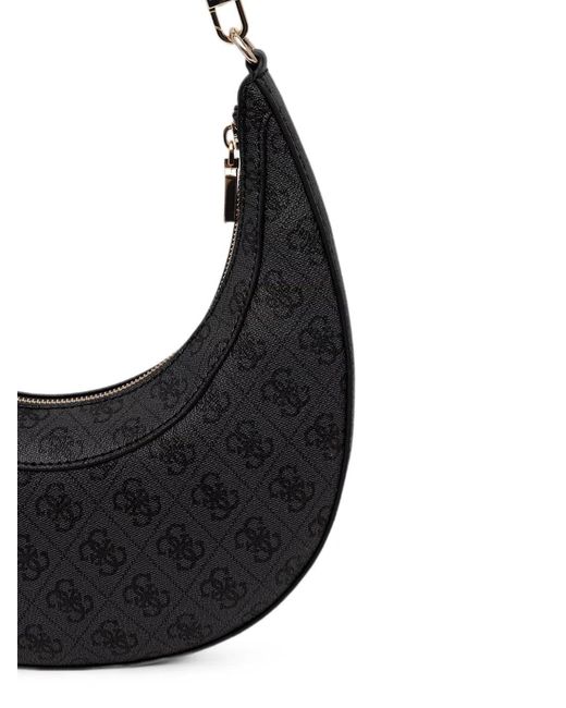 Guess Black Lindsey Monogram-Print Curved Tote Bag