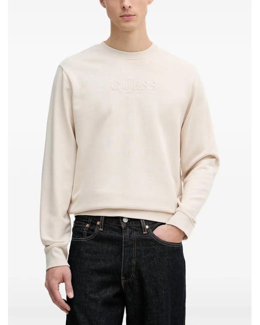 Guess White Logo-Embroidered Sweatshirt for men